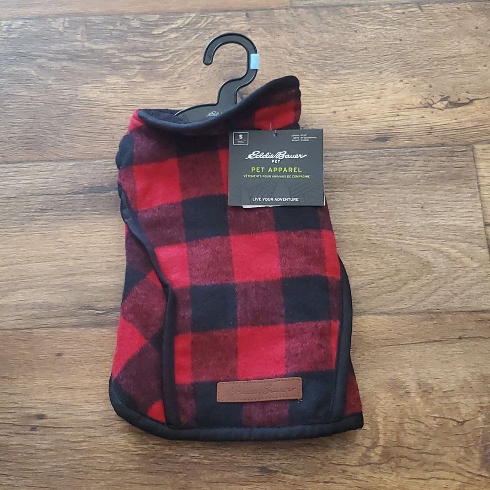 Eddie Bauer Dog TARTAN  Plaid Coat = Christmas Pet Apparell  - NWT size S